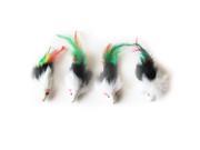 6 Pack Two tone long hair fur mice with feather tail 24 Pieces