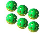 6 Pack Two tone plastic ball with bell Yellow Green Pattern 6 Pieces