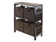 Winsome Wood Granville 5pc Storage Shelf with 4 Foldable Baskets Espresso