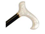 Wood Cane With Acrylic Pearl Derby Handle and Collar Black Stain