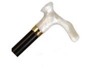 Wood Cane With Pearl Acrylic Contour Handle Left Black Stain