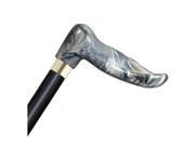 Wood Cane With Gray Marble Palm Grip Handle Left Hand