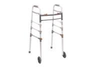 Two Button Folding Universal Walker with 5 Wheels