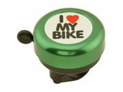 I <3 Heart My Bicycle Bell 55mm Green