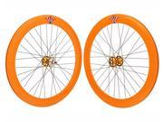 Stars Circle Mfg 700c Alloy Bike Wheel Set 14G x 60mm Deep V 32 Spoke Sealed Bearing Orange