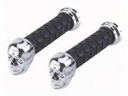 Black and Chrome Grips with Large Skull End Caps
