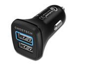 CHOETECH 30W Quick Charge 3.0 Fast Car Charger Dual USB Ports with Micro USB Cable for Samsung Galaxy S7 S6 Edge iPhone iPad and more