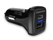 USB Type C Car Charger CHOETECH 33W Quick Charge 3.0 Car Charger with Dual Reversible USB Ports for LG G5 HTC 10 Galaxy S7 Nexus 5X 6P and More