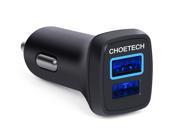 Quick Charge 2.0 Car Charger CHOETECH 30W QC 2.0 Dual USB Fast Car Charger for Samsung Galaxy S7 S7 Edge S6 S6 Edge S6 Edge plus Nexus 6 and more Black