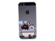 Spuer Lovely Cartoon take a bath Transparent Hard Back Case For iPhone 5 5s 5g with Screen Protector