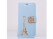 For Samsung Galaxy Note2 N7100 Eiffel Tower Sparkling Diamond Bling Rhinestone Magnet Flip Silk Grain Leather Case Cover With Card Slot New High Quality