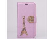 For Samsung Galaxy Note2 N7100 Eiffel Tower Sparkling Diamond Bling Rhinestone Magnet Flip Silk Grain Leather Case Cover With Card Slot New High Quality