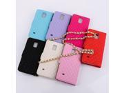 For Samsung Galaxy Note4 N9100 Gird Leather Case Long Metal Pearl Chain Wallet With Stand Card Slot Camellia Crystal Bag Case