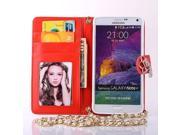 For Samsung Galaxy S3 I9300 Gird Leather Case Long Metal Pearl Chain Wallet With Stand Card Slot Camellia Crystal Bag Case