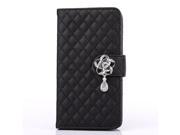 For Iphone 6 4.7 Flip Grid Leather Wallet Rhinestone Camellia Pendant 3D Flower Buckle Purse With Card Slot For Apple iphone 6 4.7 Case Drop Shipping Hot Sale