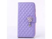 For Iphone 6 Plus 5.5 inch Flip Grid Leather Wallet Rhinestone Camellia Pendant 3D Flower Buckle Purse With Card Slot For iphone 6 plus 5.5 Case Drop Shipping