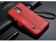 For Galaxy S5 Litchi Pattern Real Cow Leather Lagging Case with Card Money Slot Durable Back Cover For Samsung Galaxy S5 I9600 Drop Shipping Hot Sale!