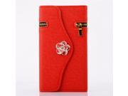 For Samsung Galaxy Note3 N9000 Diamond Camellia Zipper Pattern Purse Clutch Leather Case Flip Wallet Cover With Card Slots Drop Shipping For Galaxy Note3 Cases