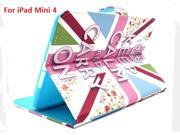 AIYZE UK Flag PU Leather Flip Case for Apple iPad Mini 4 Case Stand Cover With Card Holder