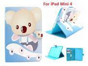 AIYZE Lovely Bear Painting PU Leather Flip Case for Apple iPad Mini 4 Case Stand Cover With Card Holder