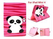 AIYZE Lovely Panda Painting PU Leather Flip Case for Apple iPad Mini 4 Case Stand Cover With Card Holder