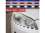 2 pcs x 30cm 5050 15 SMD 12V DC Blue White Red waterproof LED daytime running lights