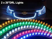 2 Pcs Brand New Durable 20 48 LED Universal Car Styling LED DRL Waterproof Light Strip PVC Neon Motorcycle Flexible Grill For Daytime Running Light Color Blue