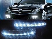 New Durable 2 Pcs Universal Car Styling Chrome 12V 12W 8 LED Daytime Running Light The Net Lights Automotive Super Bright DRL Lamp Lights Color White