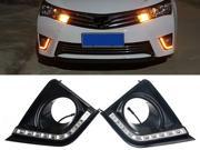 Brand New 2 Pcs Set 10 LED Car styling DRL OEM High Quality Durable Car Daytime Running Lights Fog Lights For Toyota Corolla 2014 Color Yellow With Turning Sig