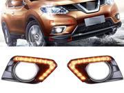 12 LED Car Styling DRL Daytime Running Lights Fog Driving Light Color Yellow With Turning Signal Color Yellow 2 Pc Set