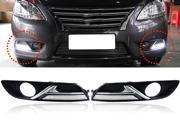 2 Pcs Set 7 LED Car Styling DRL Reliable Quality Fog Driving Light Daytime Running Lights For Nissan Sylphy Sentra 7th 2013 2014 Color White OEM Without Turin