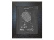 Tennis Racket Patent Art Chalkboard Print in a Rustic Oak Wood Frame