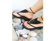 2pc Black Pearl Barefoot Crochet Sandals Bohemian Beach Wed Yoga Dancing Foot Jewelry Anklet