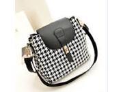 New Womens Houndstooth Check Design Faux Leather Handbag Shoulder Crossbody Bag