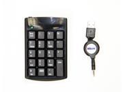 Black Imicro Retractable Numeric USB Mini Keypad Model KB KEYPADR