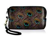 Peacock Feathers Digital Camera Cellphone ipod iPhone Case Bag Pouch w Strap