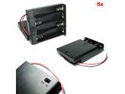 5x New 4 AA 2A Battery 6V Holder Box Case with ON OFF Switch Black High Quality