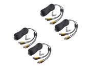 4x 50ft Video Power Extension Cable CCTV BNC RCA Security Camera Wire Cord