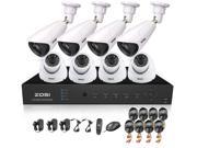 ZOSI New Arrival 8CH D1 DVR HDMI Output Home Security System Easy DIY 960H 1000TVL 4pcs Dome Cameras 4pcs Array Cameras IR Outdoor Surveillance CCTV Waterproof
