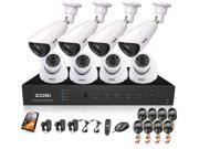 ZOSI New Arrival 8CH D1 DVR HDMI Output Home Security System Easy DIY 960H 1000TVL 4pcs Dome Cameras 4pcs Array Cameras IR Outdoor Surveillance CCTV Waterproof