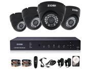 ZOSI 4CH Full D1 960H HDMI CCTV System Kit 4CH Network DVR with 4*700TVL Indoor IP44 IR Cut Dome Cameras with 500GB HDD