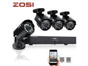 ZOSI 4CH Full D1 960H Recording Home Security DVR with 4PCS HD 800TVL 24IR Outdoor Day Night Color CMOS Cameras 65ft Night Vision Surveillance Smart Security Ki