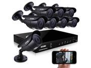 ZOSI CCTV System 8CH H.264 DVR HDMI Recorder 8x1000TVL Color CMOS Outdoor IR Cut Camera 42IR Led 50M IR Night Vision DVR Kit NO HDD