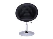 Adeco Black Egg shape Cushioned Leatherette Adjustable Barstool Chair Chrome Finish Pedestal Base Office Chair