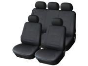 Adeco CV0153 9 Piece Luxury Leatherette Car Vehicle Protective Seat Covers Universal Fit Black Color