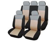 Adeco [CV0144B] 9 Piece Car Vehicle Seat Covers Universal Fit Black Gray and Beige Mesh