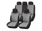 Adeco 9 Piece Car Vehicle Protective Seat Covers Universal Fit Black Gray