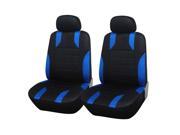 Adeco [CV0232] Set of 4 Piece Car Vehicle Front Seat Covers Universal Fit Black and Blue Interior Decor