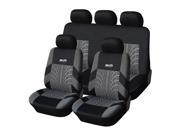 Adeco [CV0225] 9 Piece Car Vehicle Seat Covers Universal Fit Black Gray Tire Track Decoration