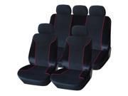 Adeco [CV0188] 9 Piece Velvet Car Vehicle Seat Covers Universal Fit Black Red